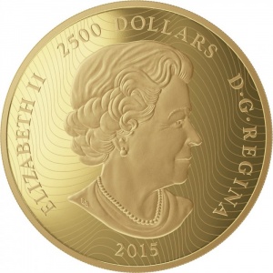 Аверс монеты Канада, 2500 долларов, 2015, Кленовый лист навсегда