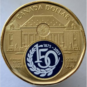 Реверс монеты Канада, 1 доллар, 2025, 150 лет Верховному Суду Канады, Цветное покрытие