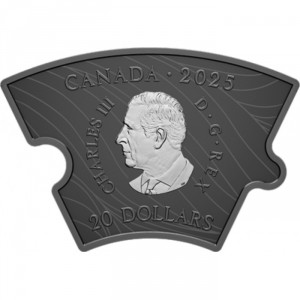 Аверс монеты Канада, 20 долларов, 2025, Фазы Луны в форме пазла. Медведь Гризли
