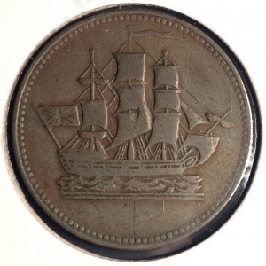 Аверс монеты Канада, ½ пенни, 1835, Корабли, колонии и торговля /корабль/