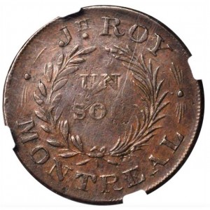Реверс монеты Канада, 1 су, 1837, Дж.Рой Монреаль