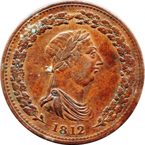 Аверс монеты Канада, 1 пенни, 1812-1813, Томас Холлидей (жетон пенни, разомкнутый венок)