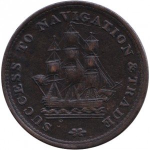 Реверс монеты Канада, ½ пенни, 1815, Успех навигации и торговли