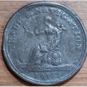 Аверс монеты Канада, 1 пенни, 1813-1814, Торговля и навигация