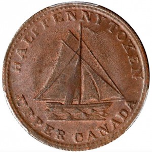 Аверс монеты Канада, ½ пенни, 1823-1833, Парусник и плуг