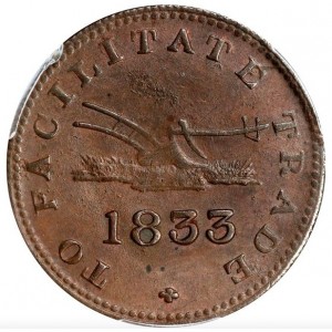 Реверс монеты Канада, ½ пенни, 1823-1833, Парусник и плуг