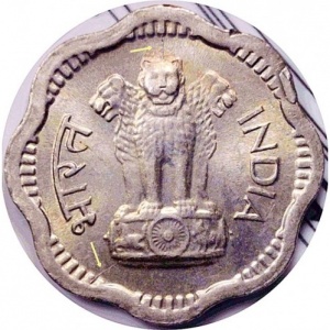 Аверс монеты Индия, 2 новых пайса, 1957-1963