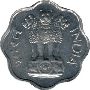 Аверс монеты Индия, 2 пайса, 1965-1967