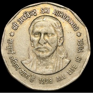 Реверс монеты Индия, 2 рупии, 1998, Шри Ауробиндо
