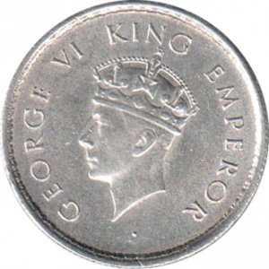 Аверс монеты Индия, ½ рупии, 1938-1939