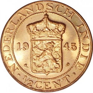 Аверс монеты Индия, ½ цента, 1914-1945