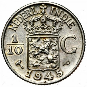 Аверс монеты Индия, 1/10 гульдена, 1937-1945