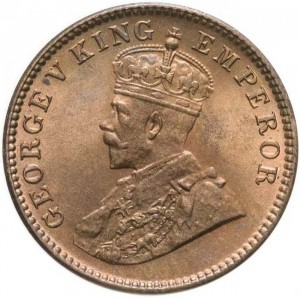 Аверс монеты Индия, ¼ анна, 1912-1936