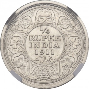 Реверс монеты Индия, ¼ рупии, 1911