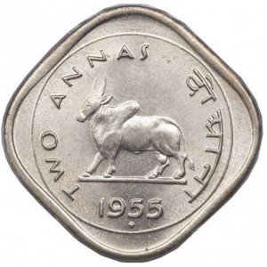 Реверс монеты Индия, 2 анны, 1950-1955