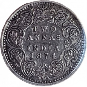 Реверс монеты Индия, 2 анны, 1862-1876