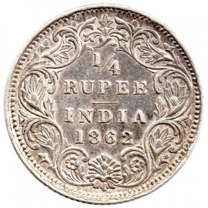 Реверс монеты Индия, ¼ рупии, 1862-1876