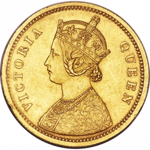 Аверс монеты Индия, 1 мухр, 1862-1875