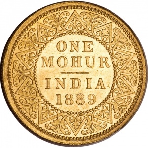 Реверс монеты Индия, 1 мухр, 1877-1891