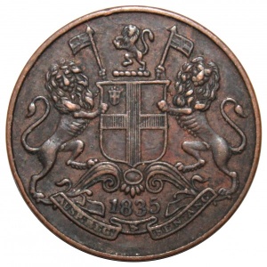 Аверс монеты Индия, ¼ анна, 1835