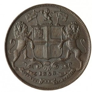 Аверс монеты Индия, ¼ анна, 1857-1858