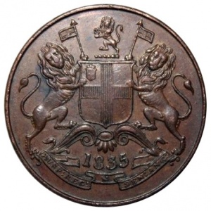 Аверс монеты Индия, ½ анна, 1835-1845