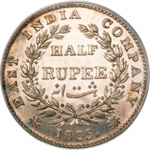 Реверс монеты Индия, ½ рупии, 1835