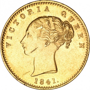 Аверс монеты Индия, 1 мухр, 1841