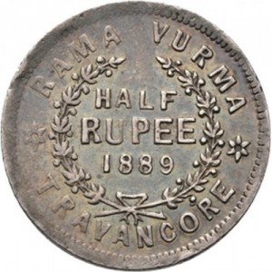 Реверс монеты Индия, ½ рупии, 1889