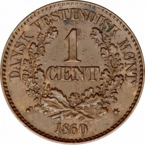 Реверс монеты Индия, 1 цент, 1859-1860