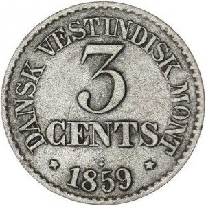 Реверс монеты Индия, 3 цента, 1859