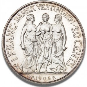 Реверс монеты Индия, 20 центов, 1905