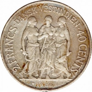 Реверс монеты Индия, 40 центов, 1905