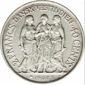 Реверс монеты Индия, 40 центов, 1907