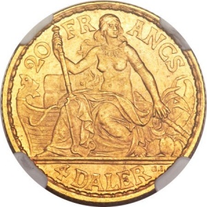 Реверс монеты Индия, 4 далера, 1904-1905