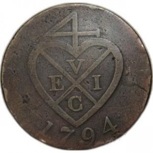 Аверс монеты Индия, 2 пайса, 1791-1794