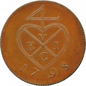 Аверс монеты Индия, 2 кепинга, 1798