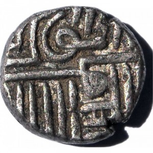Реверс монеты Индия, ½ кори, 1571, Серебро /серый цвет/, дата "٧٨"