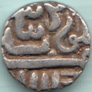 Реверс монеты Индия, ½ кори, 1571, Серебро /серый цвет/, дата "٩٧٨"