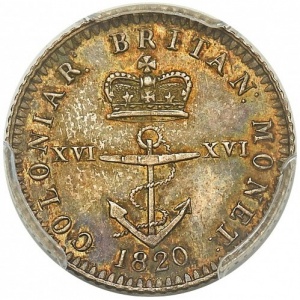 Реверс монеты Индия, 1/16 доллара, 1820-1822