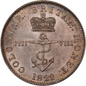 Реверс монеты Индия, ⅛ доллара, 1820-1822