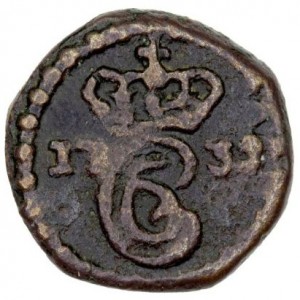 Аверс монеты Индия, 1 кэш, 1731-1733