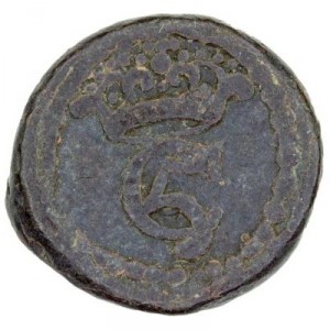 Аверс монеты Индия, 2 кэша, 1670