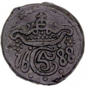 Аверс монеты Индия, 2 кэша, 1688