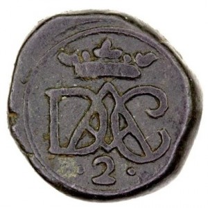 Реверс монеты Индия, 2 кэша, 1733