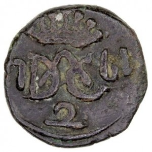 Реверс монеты Индия, 2 кэша, 1761