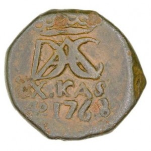 Реверс монеты Индия, 10 кэш, 1768-1777