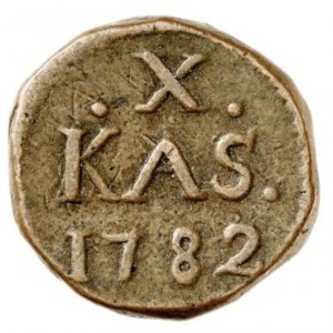 Реверс монеты Индия, 10 кэш, 1782-1790