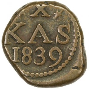 Реверс монеты Индия, 10 кэш, 1816-1839