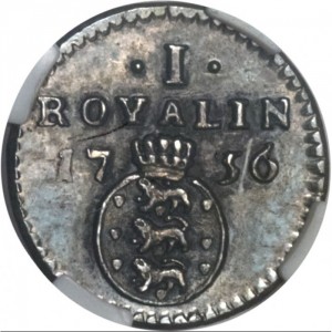 Реверс монеты Индия, 1 роялин, 1756-1766